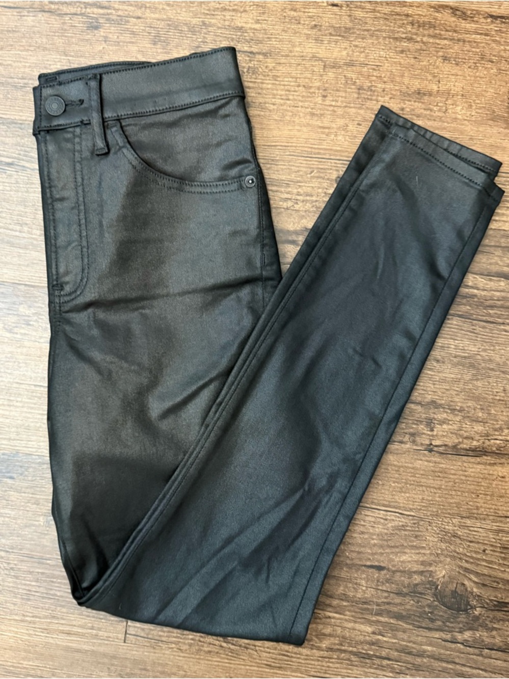 Express High Rise Black Coated Skinny Jeans